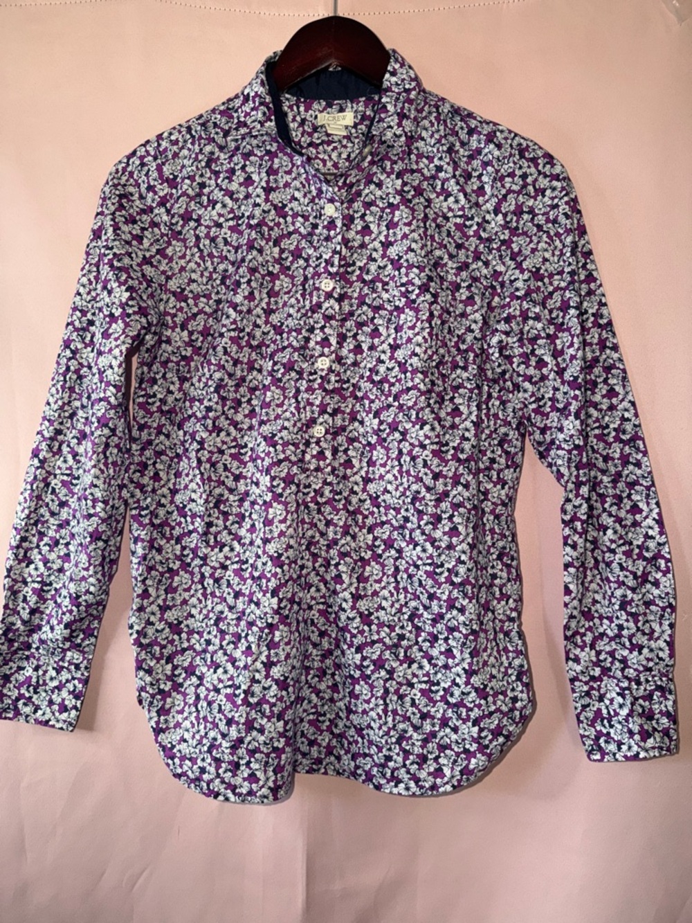 J. Crew Purple Floral Button-Down Blouse